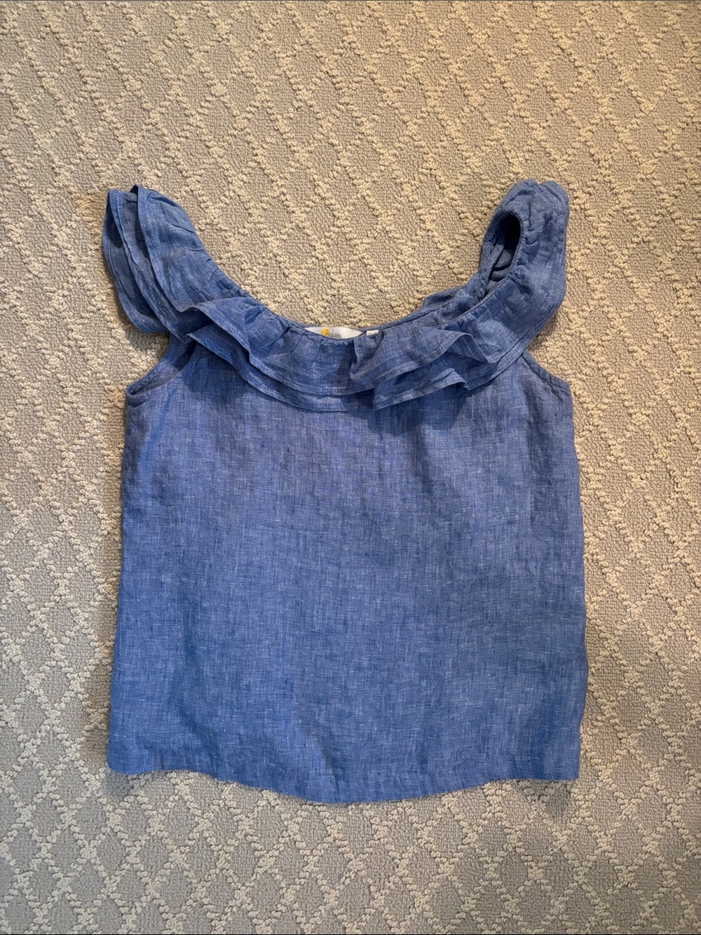 Boden Linen Chambray Ruffled Top